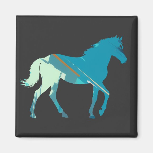 Horse Wildlife Nature Illustration Silhouette Art Magnet (Framsidan)
