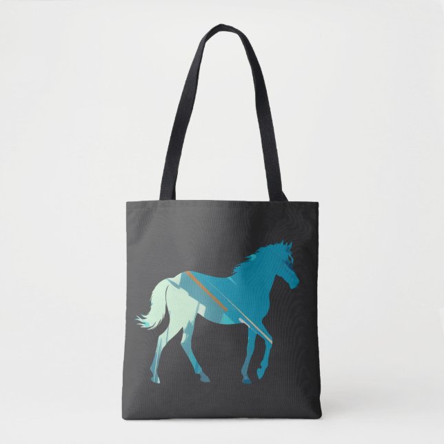 Horse Wildlife Nature Illustration Silhouette Art Tygkasse (Framsida)