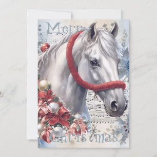 Horse Winter-julets vattenfärg Julkort