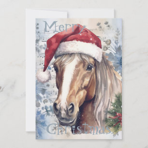Horse Winter-julets vattenfärg Julkort