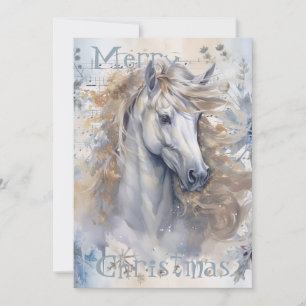 Horse Winter-julets vattenfärg Julkort