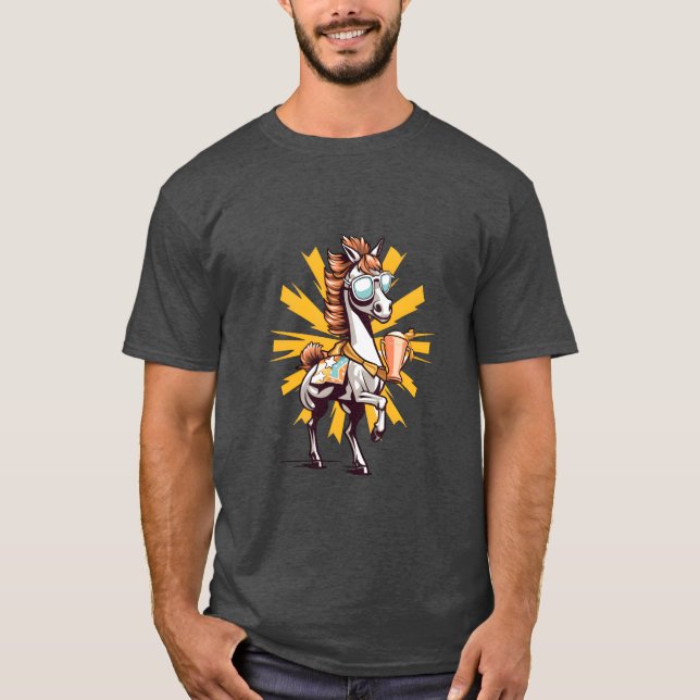 Horse Witrophy Wearing Sunglasses Equestrian funn T Shirt (Framsida)