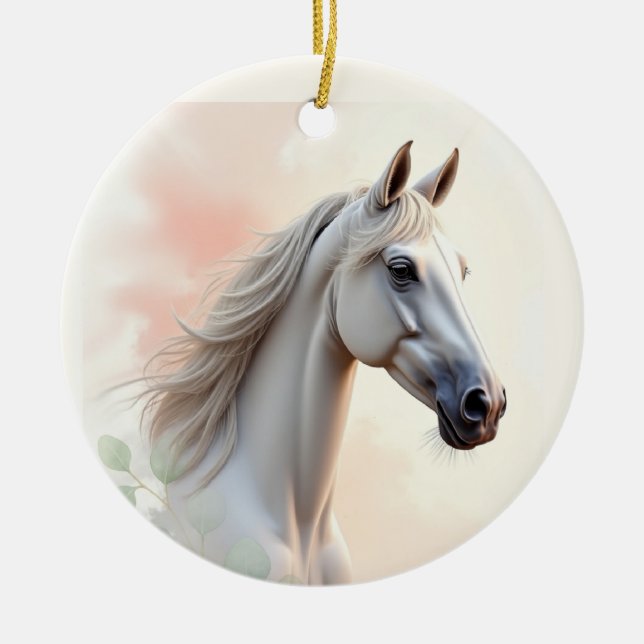 Horse Woman Hon är skönhet och Grace Vatten Julgransprydnad Keramik (Framsidan)