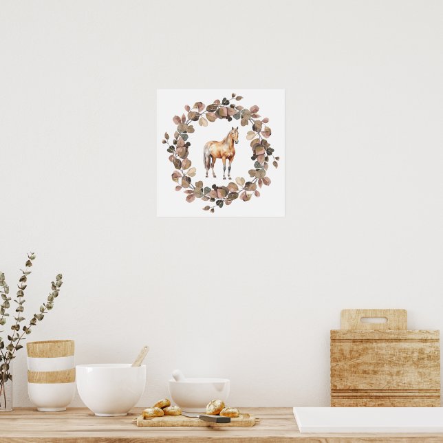 Horse Wreath Poster Print Wall Decor (Kök)