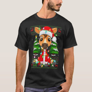 Horse Xmas Lights Ugly Santa Horse Christmas T Shirt