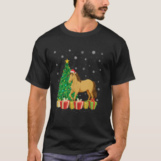 Horse Xmas Tree Lighting Santa Hat Horse Christmas T Shirt