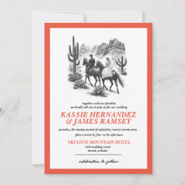 Horseback Canyon Couple Bröllop Inbjudningar