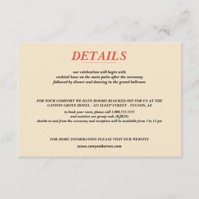 Horseback Canyon Couple Bröllop Tilläggskort (Framsida)