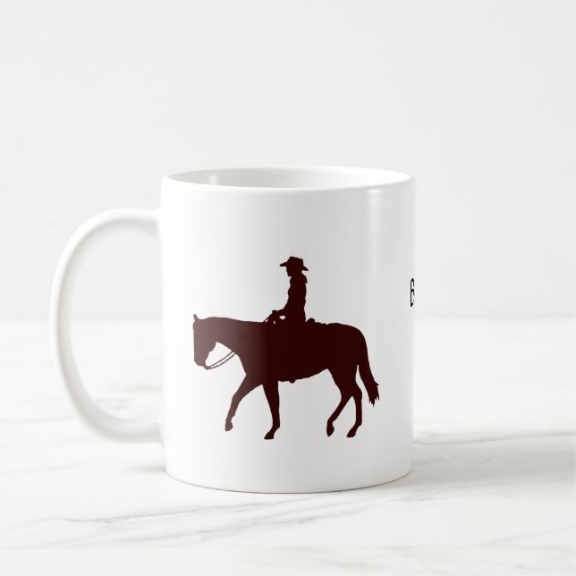 Horseback Cowgirl Personlig Kaffemugg (Vänster)