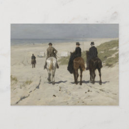 Horseback Ride längs Beach - Art Postcard Vykort