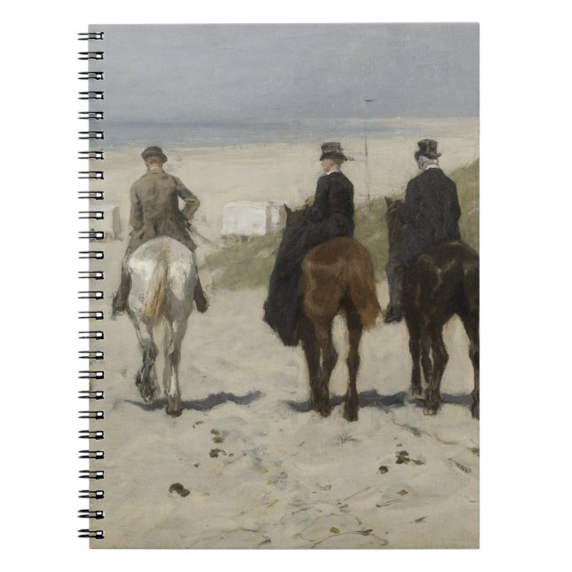 Horseback Ride längs Beach - Fin Art Notebook Anteckningsbok Med Spiral (Framsidan)