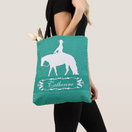 Horseback Rider Cowgirl CUSTOM NAME Tote Bag Tygkasse
