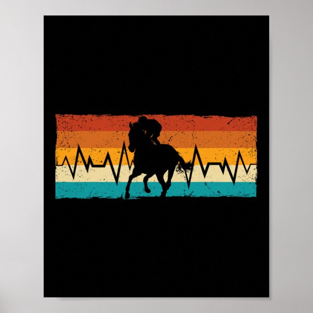 Horseback Rider Equestrian Heartbeat Horse Lover R Poster (Framsidan)