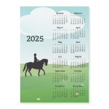 Horseback Riding 2025 Calendar Magnetic Card