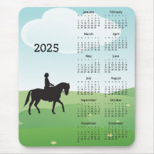 Horseback Riding Design 2025 Calendar Mouse Pad