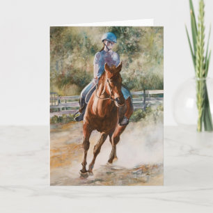 Horseback Riding Equestrian Teamwork Greeting Card Kort