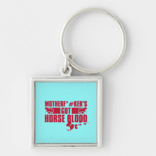 Horseblood Fyrkantig Silverfärgad Nyckelring