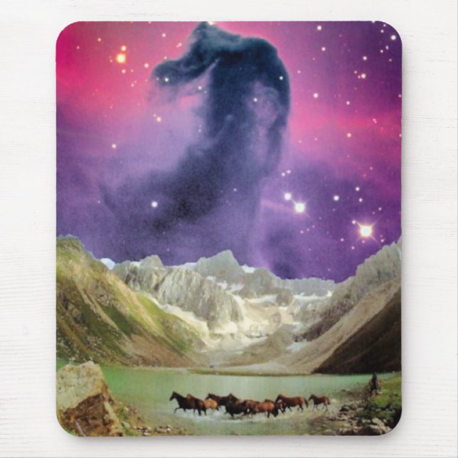 Horsehead Nebula över rinnande hästar Musmatta (Framsidan)