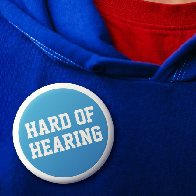 Hörselnedsättning Lt Blå Sportig Minimalistisk döv Knapp (Hard of Hearing Lt Blue Sporty Minimalist Deafness Button)