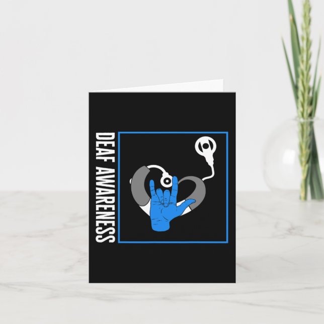 Hörselskada Medvetenhet Döv Cochlear Implantat ASL Kort (Framsida)