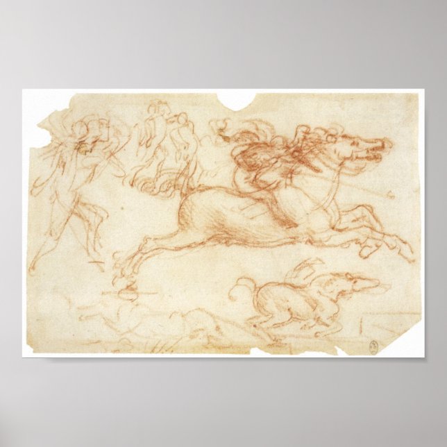 Horseman Galloping, Leonardo Da Vinci Poster (Framsidan)
