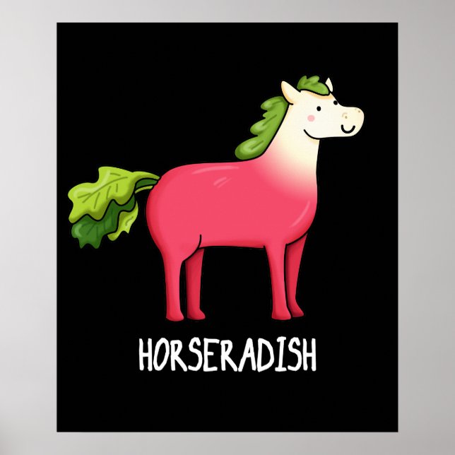 Horseradish Funny Horse Pun Mörk BG Poster (Framsidan)
