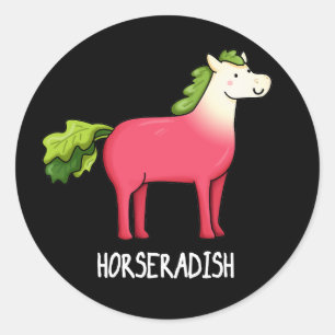 Horseradish Funny Horse Pun Mörk BG Runt Klistermärke