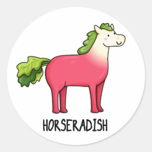 Horseradish Funny Horse Pun Runt Klistermärke