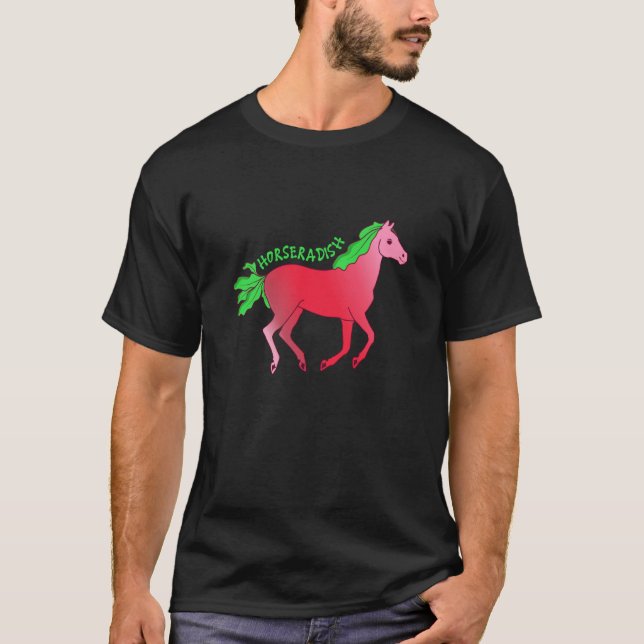 Horseradish Horse Animal Farming Radish Vegetable T Shirt (Framsida)