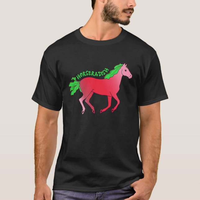 Horseradish Horse  Animal Farming Radish Vegetable T Shirt (Framsida)