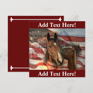 Horses American Flagga Rustic Barn Tack Kort