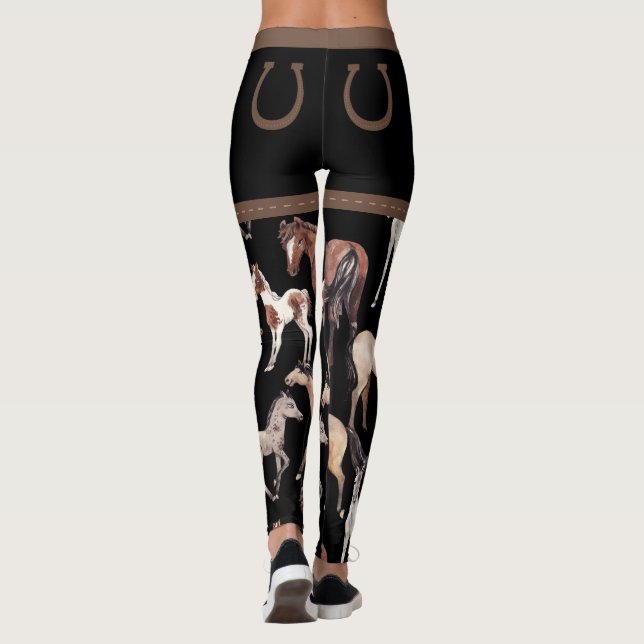 Horses and Horseshoes Black and Brown Leggings (Baksida)