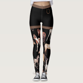 Horses and Horseshoes Black and Brown Leggings