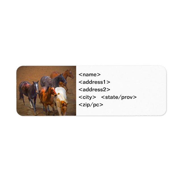Horses Avery Label Returadress Etikett (Framsidan)
