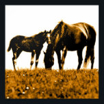 Horses Brown Gult Pop Art Square Poster<br><div class="desc">Pop Art Horses Silhouettes - Sepia Toned Horse Silhouettes / Pop Art Horses - Boskap / Horses Tecknad Stil Digital Pop Art Artwork - Pop Art Horse Digital Poster Praces</div>
