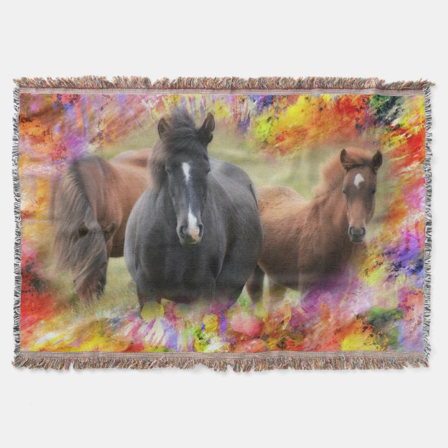 Horses Colorful Filt (Framsidan)