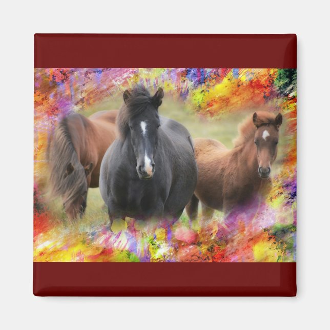 Horses Colorful Magnet (Framsidan)
