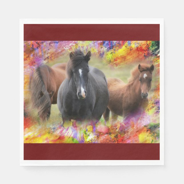Horses Colorful Pappersservett (Framsidan)
