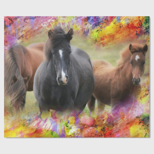 Horses Colorful Presentpapper (Platt)