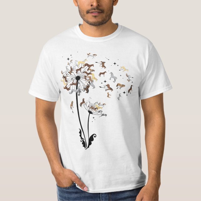Horses Dandelion Funny Horse 567n8imal Lovers Tee  (Framsida)
