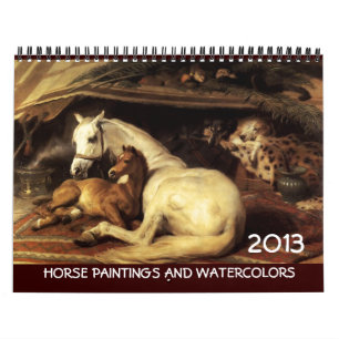 HORSES FINE ART-SAMLINGSMÖNSTER OCH Teckning Kalender