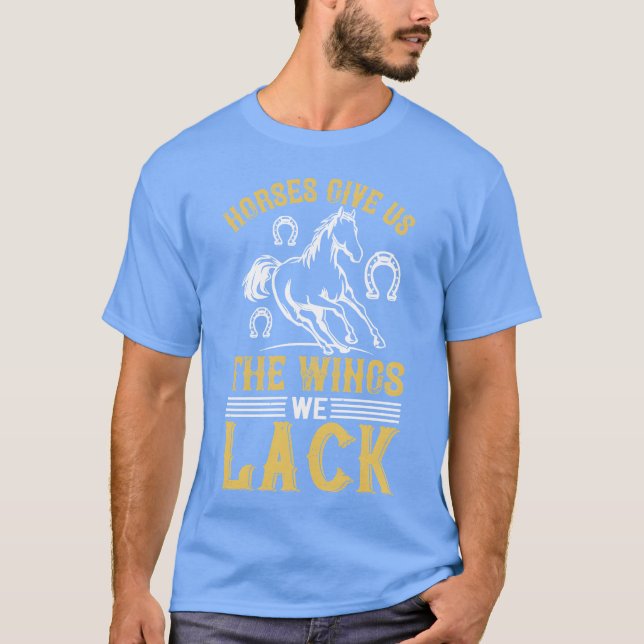 Horses Ge Ushe Vingar Vi saknar retro T Shirt (Framsida)
