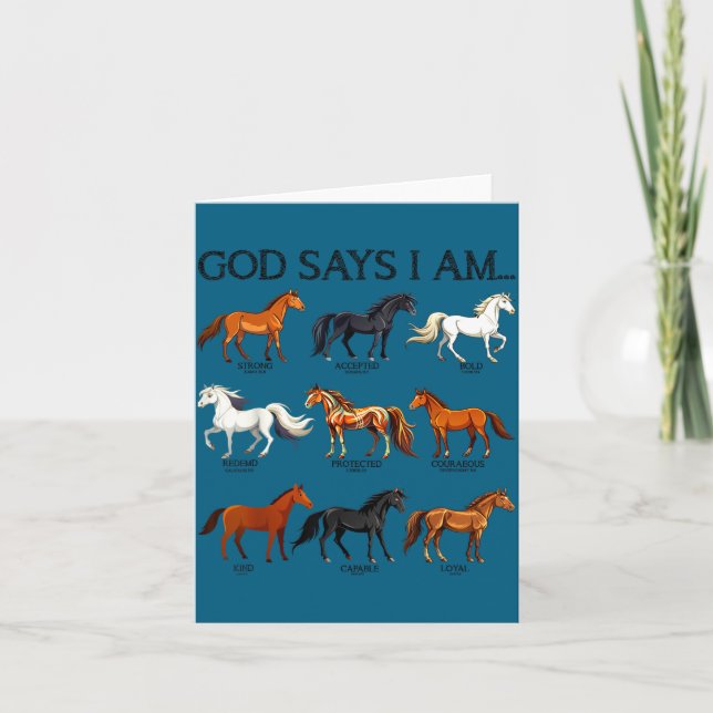 Horses God Says I Am Cute Christian Girl Teen Bibl Kort (Framsida)