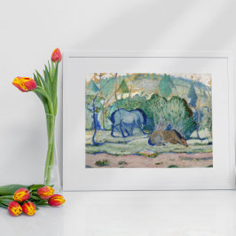 Horses Grazing by Franz Marc, Vintage Fine Art Poster