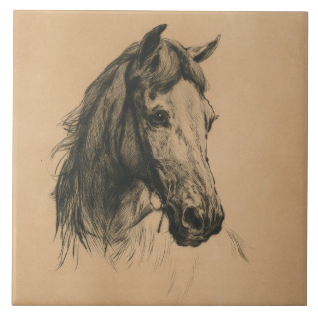 Horses Head (av Heywood Hardy) Kakelplatta (Framsidan)