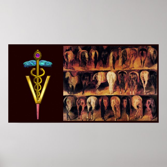 Horses' Hindquarter / CADUCEUS VETERINARY SYMBOL Poster (Framsidan)