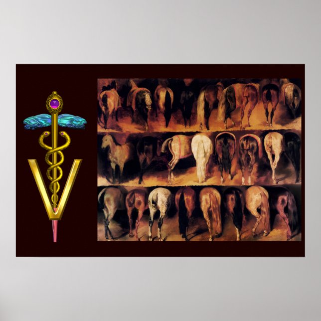 Horses' Hindquarter / CADUCEUS VETERINARY SYMBOL Poster (Framsidan)