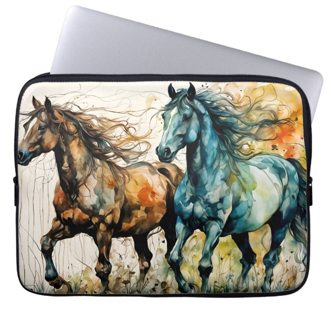 Horses in the Pasture Laptop Fodral (Framsidan)