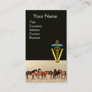 HORSES/MARES OCH FOALS CADUCEUS VETERINARY SYMBOL VISITKORT