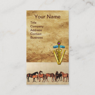 HORSES/MARES OCH FOALS CADUCEUS VETERINARY SYMBOL VISITKORT